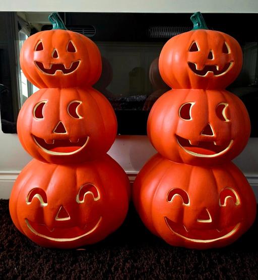  — Two Large Decorative Light Up Pumpkins