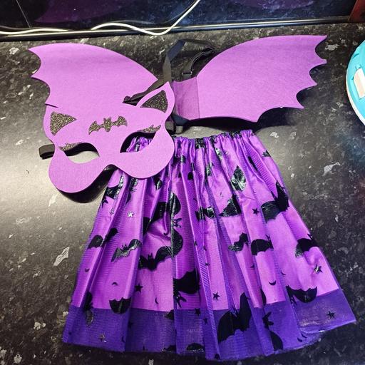  — Girls bat tutu. Wings. & mask age 3-4. New