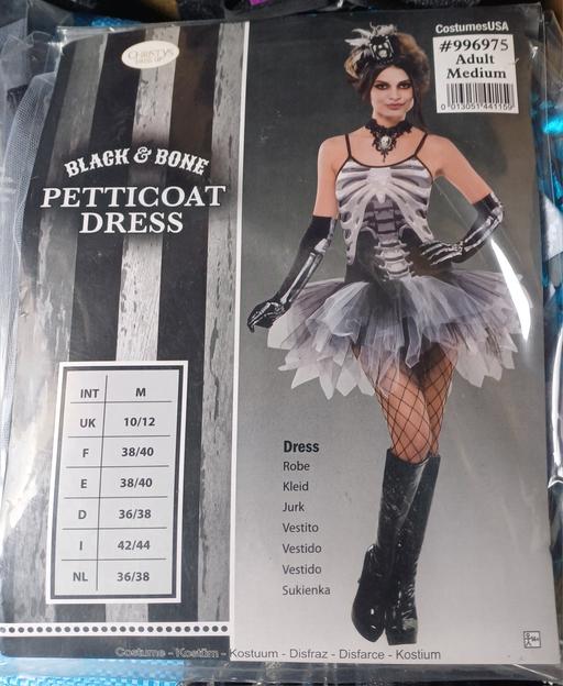  — adult black & bone petticoat dress size M new
