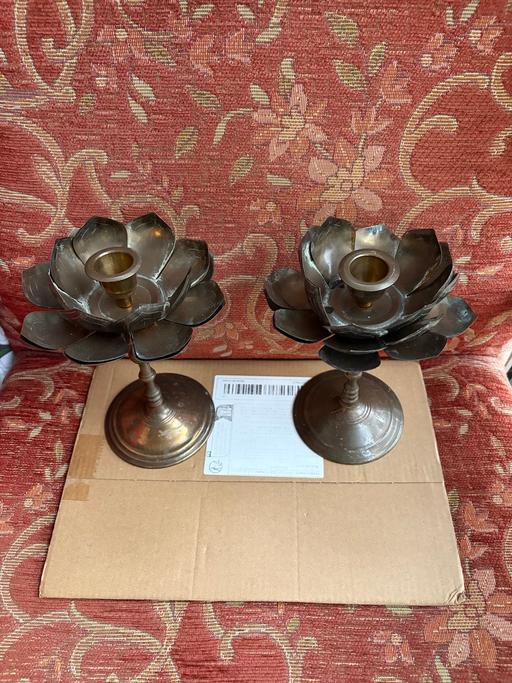  — Vintage pair of brass candle holders