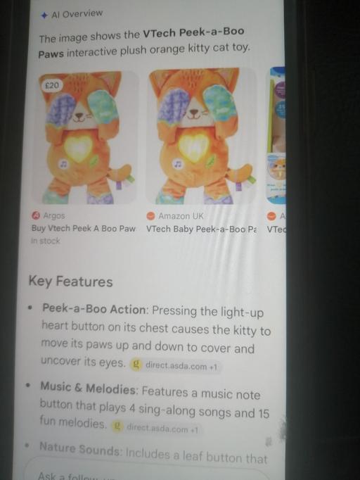  — Vtech peek a boo talking/light up kitty