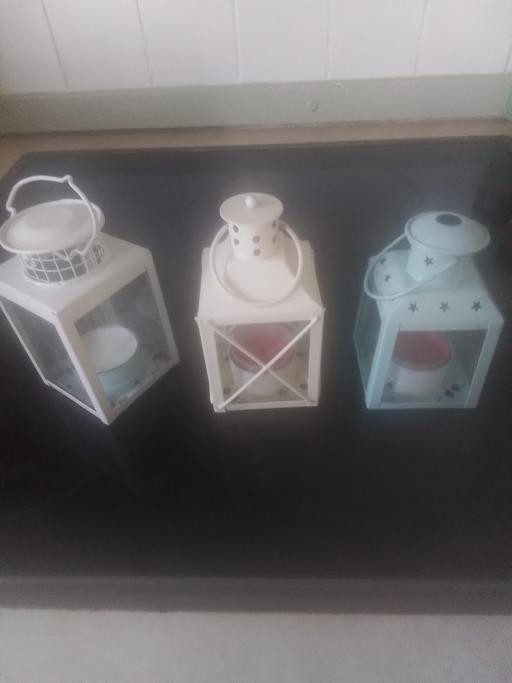  — THREE SMALL CANDLE HOLDERS WITH TEALIGHTS