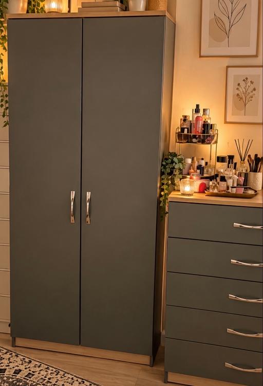 — A set of grey and brown wardrobe