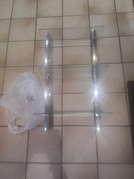  — CHROME BATHROOM WALL UNIT WITH GLASS SHELVES