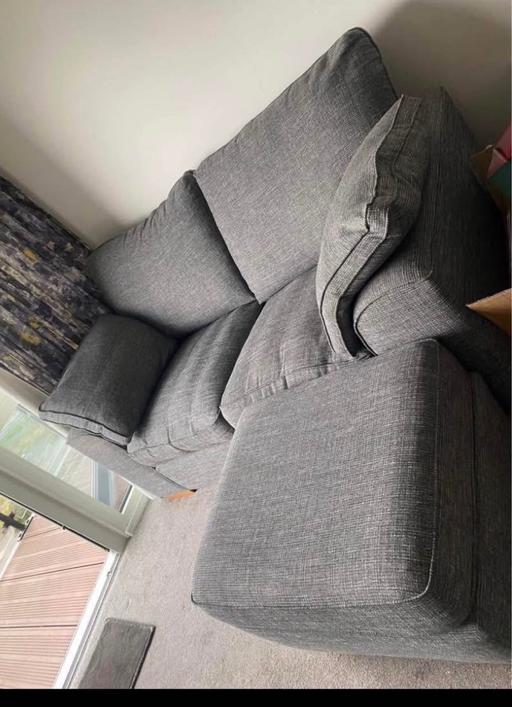  — Grey sofa and foot stool