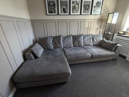  — DFS Plush Velvet Large Chaise Lounge Sofa