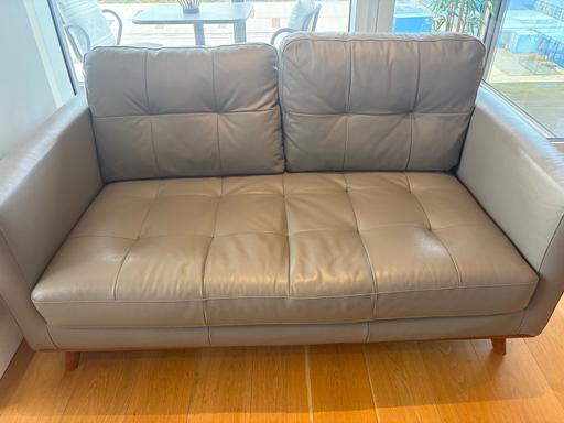  — Dwell 3 seater & 2 seater grey leather sofa