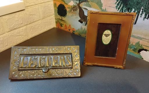  — old heavy brass letter door knocker & more