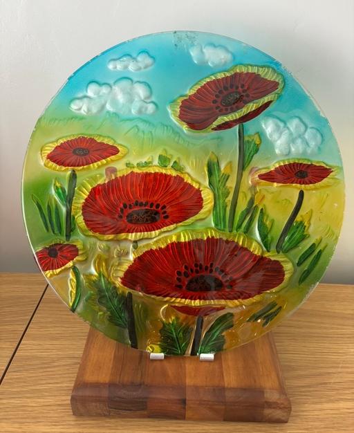  — Decorative  Glass Poppy Plate