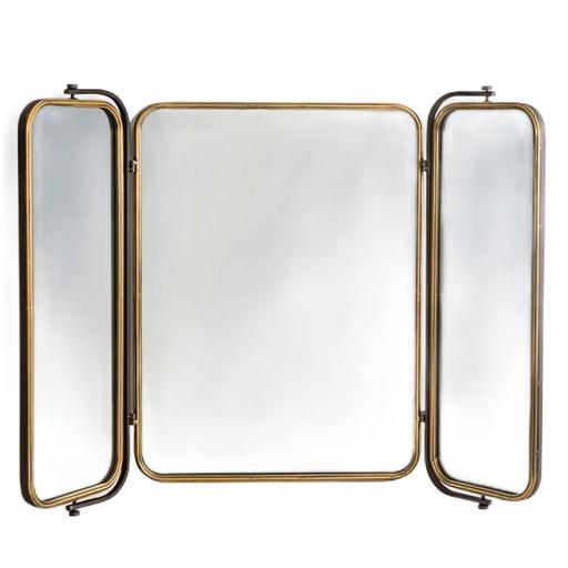  — Large 3 fold gold metal wall mirror