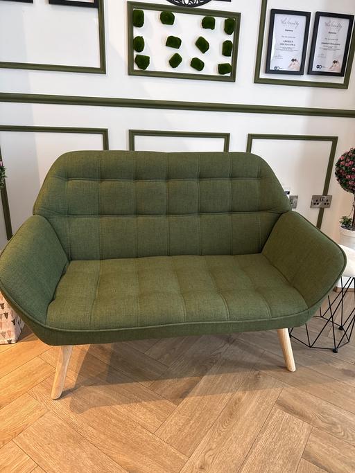  — Stylish Olive Green 2-Seater Sofa