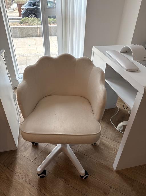  — Luxury Cream Velvet Salon Chair