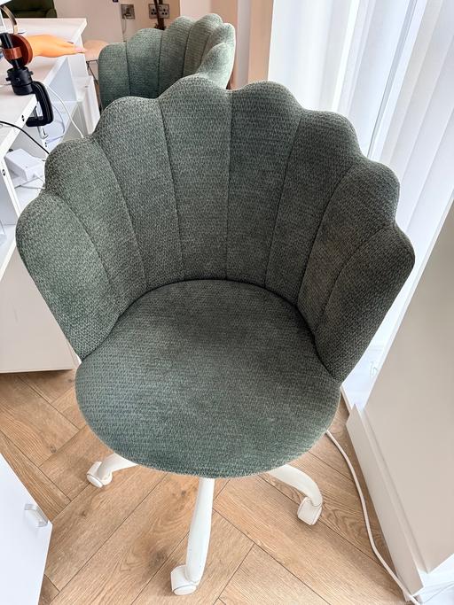  — Luxury Sage Green Shell-Shaped Salon Chair 2