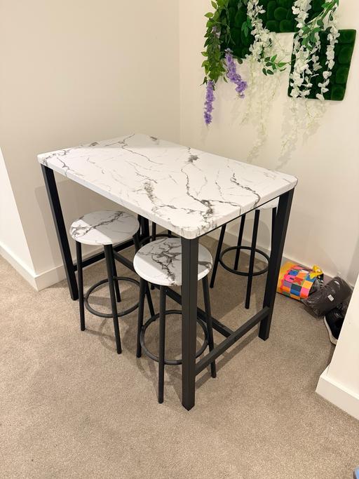  — Stylish White Modern Table Set with 4 Chairs