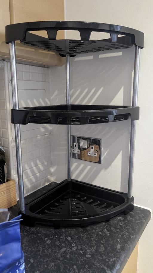  — 3-tier black corner shelf