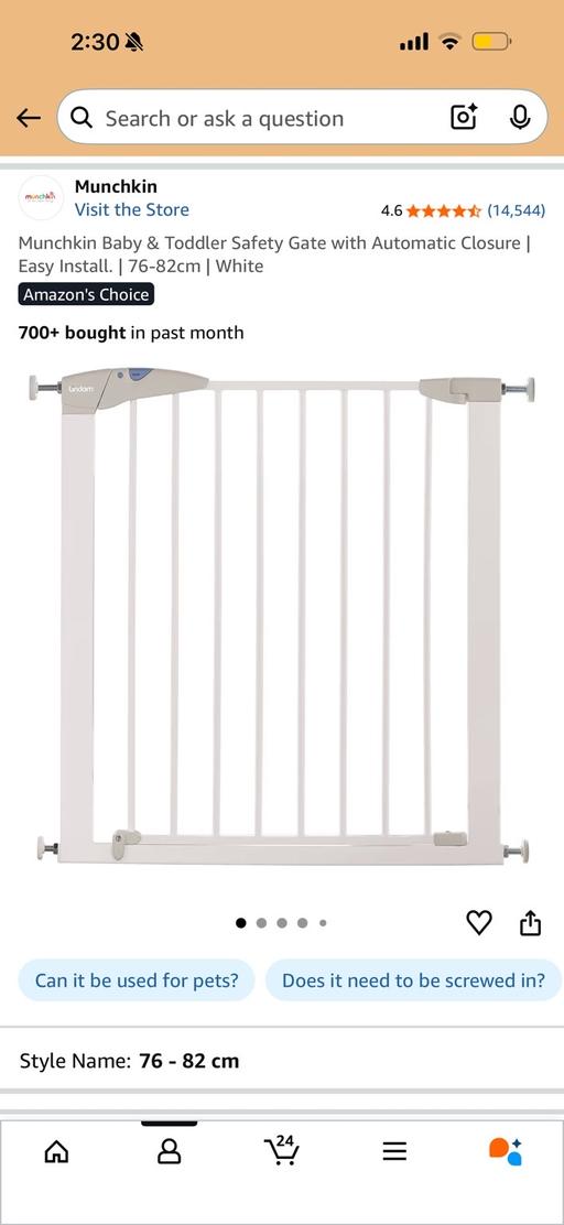  — Munchkin baby safety gate
