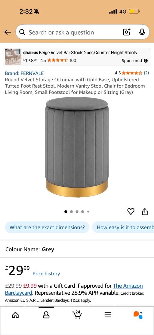  — Vanity stool storage ottoman