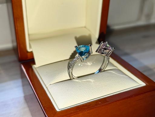  — Silver Brilliant Cut 2 Set Stone Heart Ring