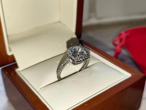  — Silver Brilliant Cut Square Stone Ring