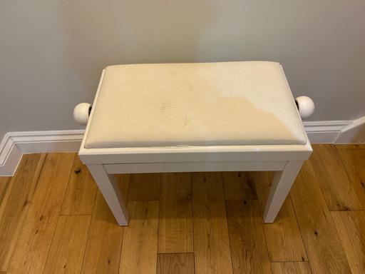  — Wooden Piano Stool with Cream Padded