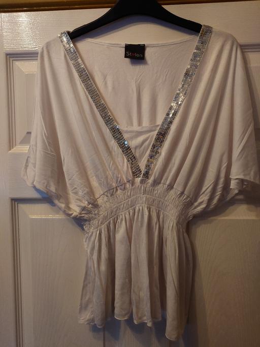  — Women's white top with sequins size S/M