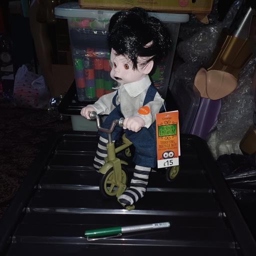  — Moving and sound small boy on trike. New