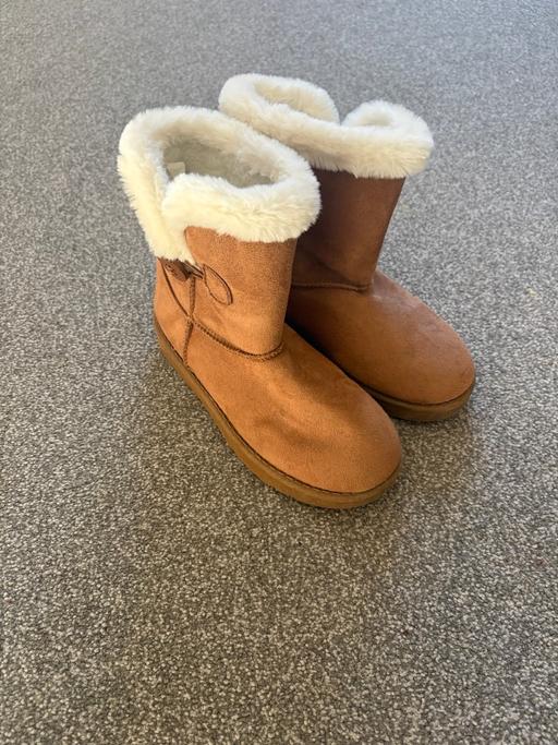  — Tan faux suede, fur lined winter boots