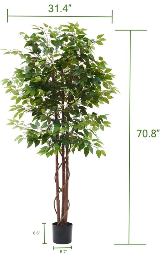  — 6ft Tall Artificial Ficus Tree Lifelike Faux