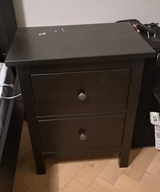  — IKEA Black Bedside Table – 2 Drawers