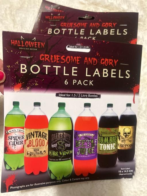  — Halloween party bottle labels. 6 pack. New