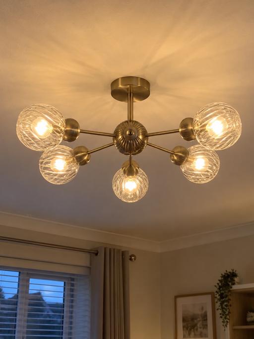  — Endon 6-light antique brass ceiling light