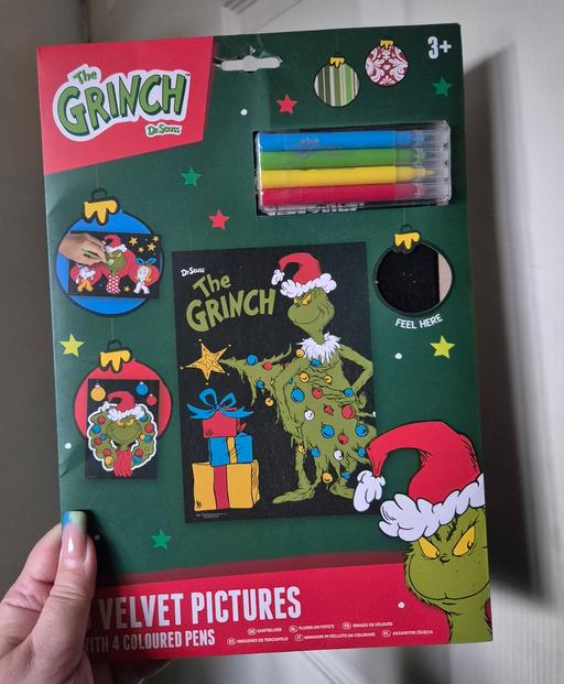  — new Grinch 3pk Velvet Pictures & Coloured Pen