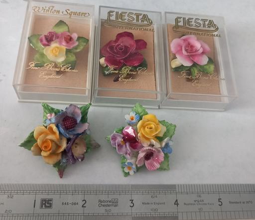  — Vintage 50s/60s Bone China Flower Brooches