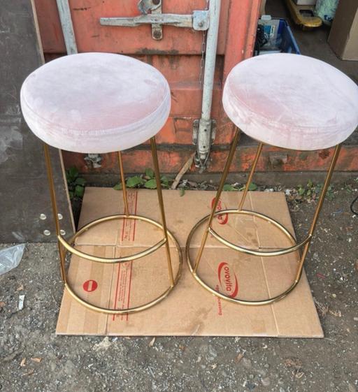  — 4 Vintage Pink Velvet Bar Stool