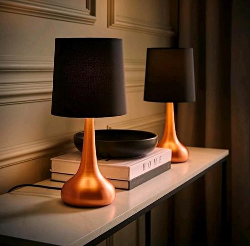  — Pair of MiniSun Copper Teardrop Touch Table l