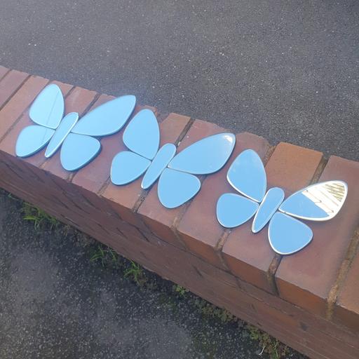  — 3 Butterfly Shaped Mirrors - 11, 9 & 7 inches