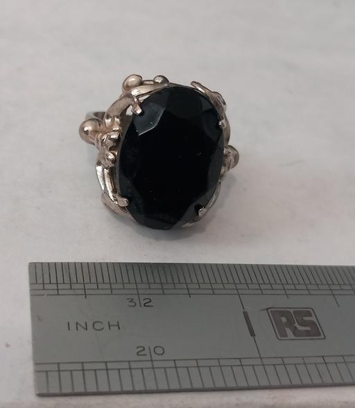  — Vintage Black Faceted Glass Statement ring