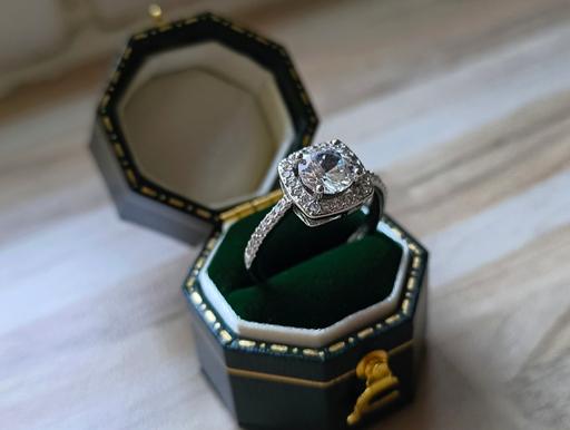  — Silver Brilliant Cut Square Stone Ring