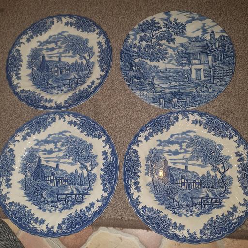  — 4 Blue & White , Ceramic Plates , Good Con.