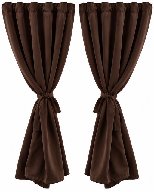  — 2-Piece  Brown Curtains with tie backs