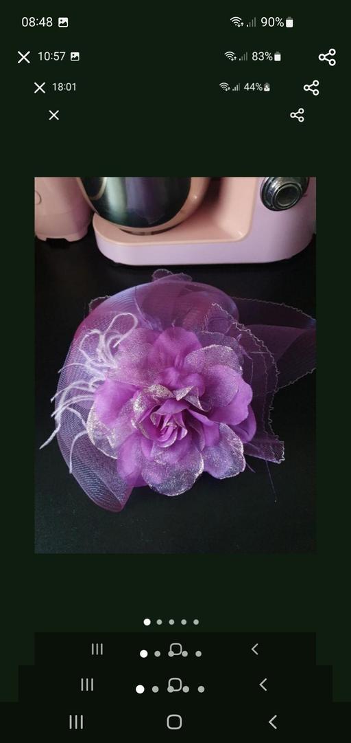  — ladies large purple fascinator