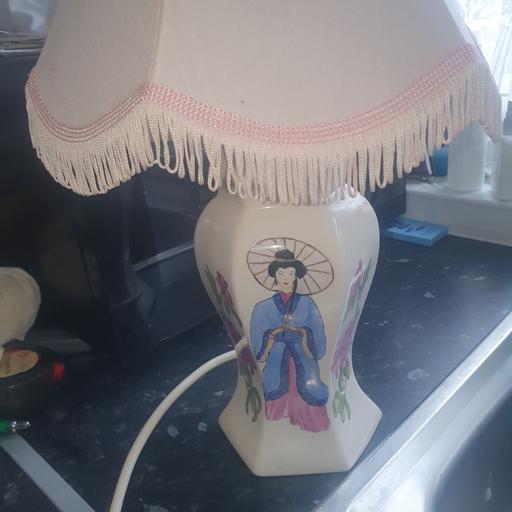  — Hand Painted Lamp , Gaysha Girl & Flowers,