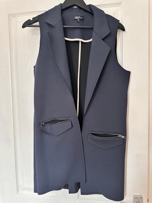  — Topshop dark blue sleeveless jacket size xs