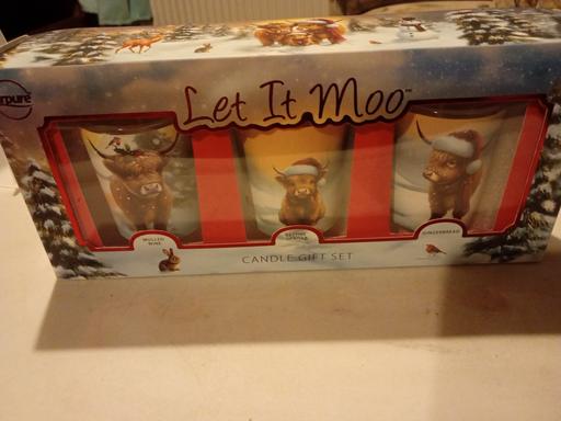  — brand new highland cow CANDLE SET