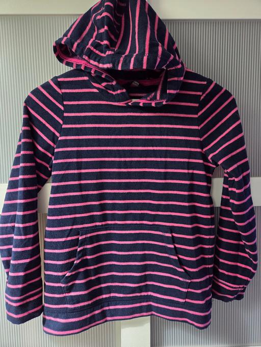  — Age 10-11 navy & pink striped fleece hoody