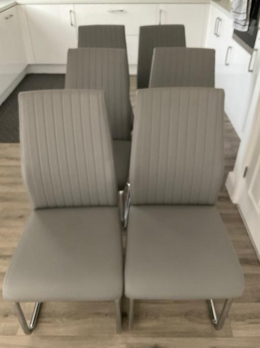  — 6 x grey faux leather chairs