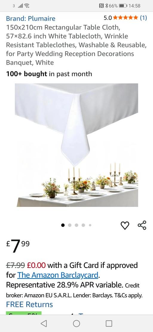  — New white rectangle table cloth