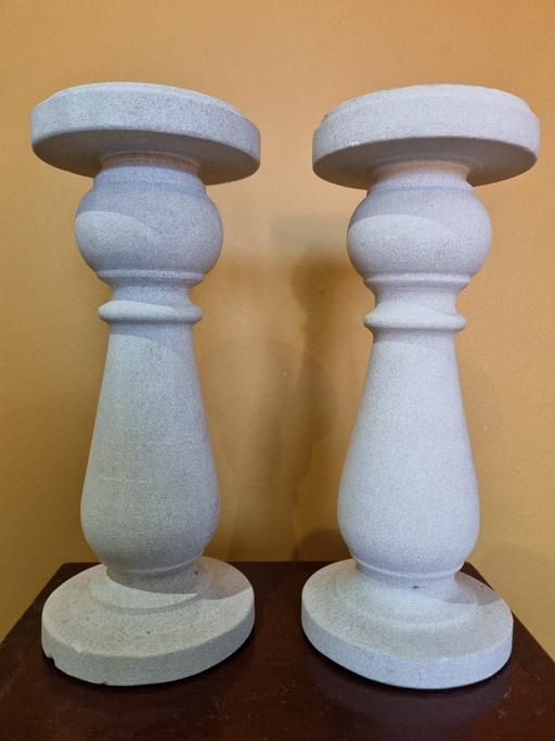  — x2 Heavy Stone Candle Holders