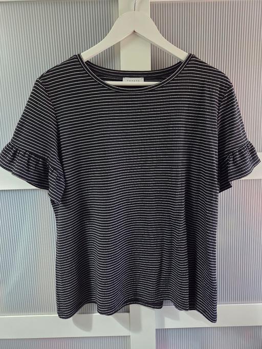  — Size 12 MATALAN frill sleeve striped tshirt