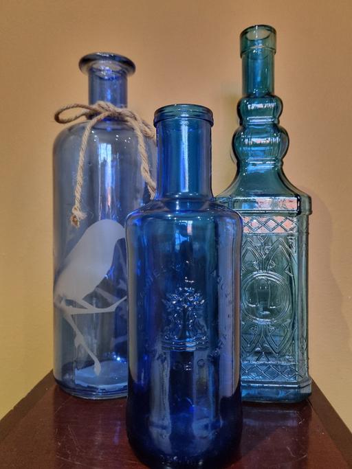  — x3 Blue Decorative Bottles